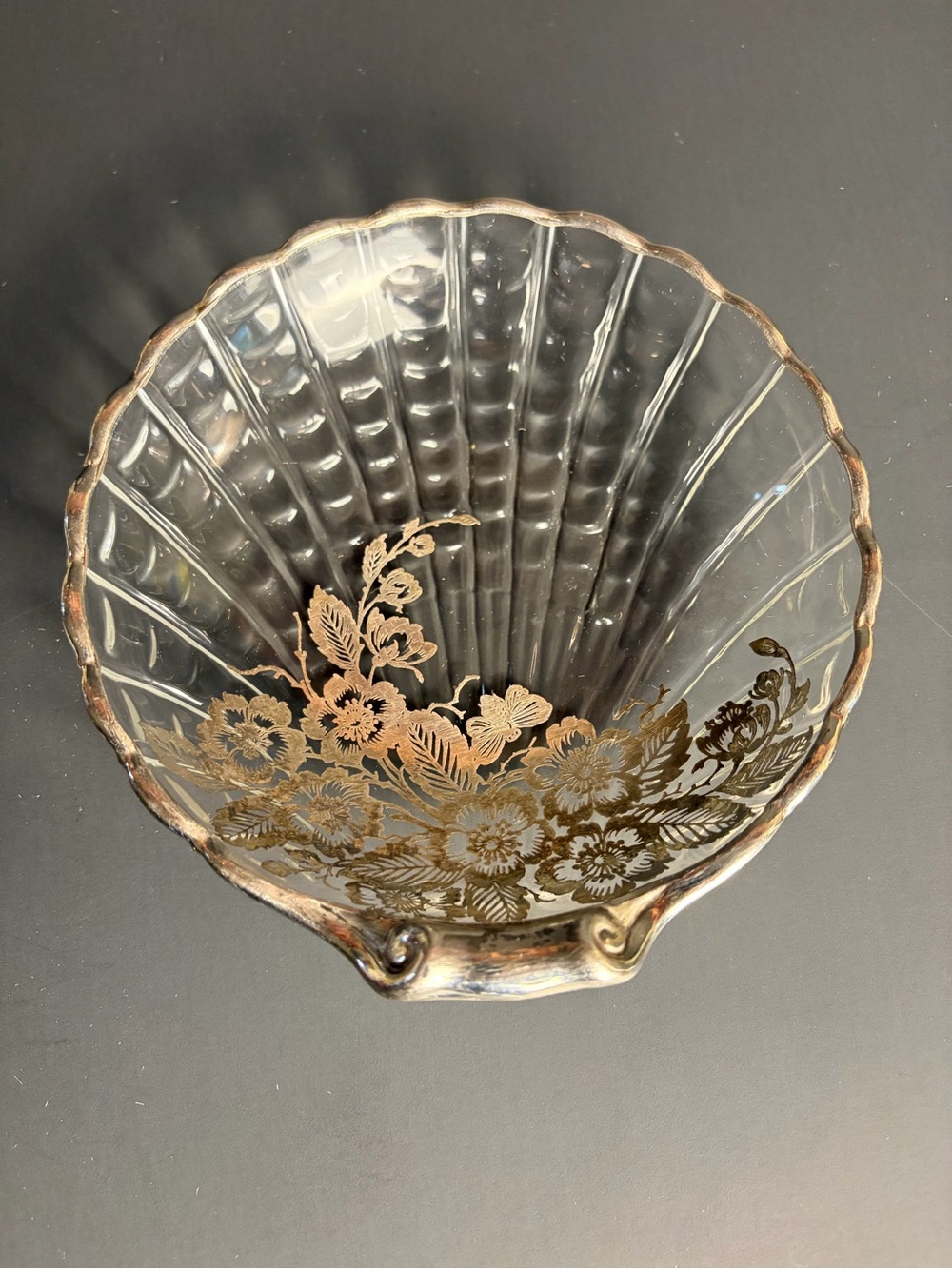 Vintage Silver City Flanders Candy Dish, Flowers & Butterfly Sterling Overlay